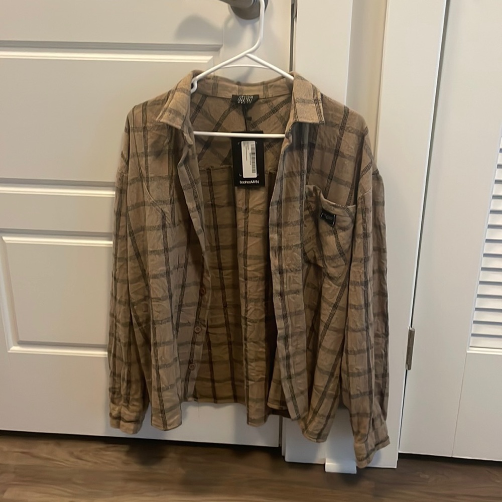 Men’s large boxy check flannel overshirt